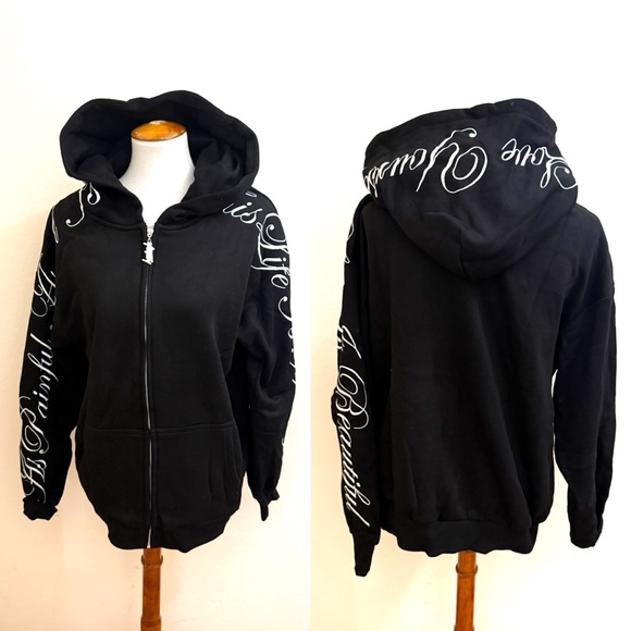 yours truly Tops - Black Graphic Women's Hoodie